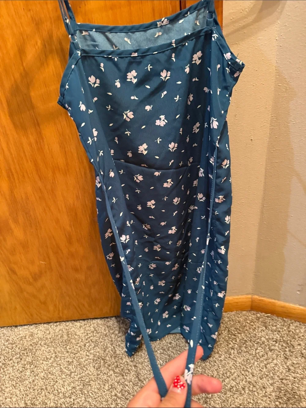 wonder nation Blue Floral Sundress with Pink Flowers